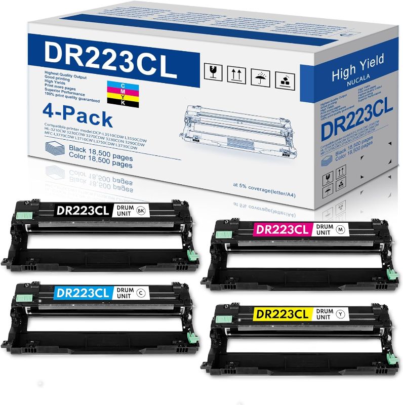 Photo 1 of ?DR223CL Drum Unit Set 4 Pack Replacement for Brother DR-223CL DR223 Drum MFC-l3710CW MFC-l3770CDW MFC-l3750CDW HL-l3270CDW Printer (1Black, 1Cyan, 1Magenta, 1Yellow)
