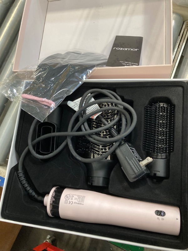 Photo 3 of ****USED*** Titanium Blow Dryer Brush, Volumizer Hair Dryer Brush, 3 in 1 Negative Ion Pink Interchangeable Hot Air Brush Set for Straightening/Drying/Curling, 3 Inch Oval Brush, Multi-Temperature