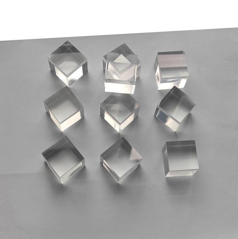 Photo 1 of 10 Pcs 1" x 1" x 1" Clear Acrylic Square Cubes Blocks - All Sides Polished, Plexiglass Plastic Cube Rod Peg