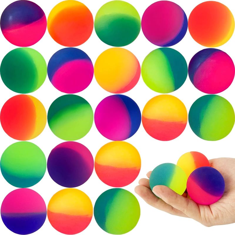 Photo 1 of 18 Pcs Bouncy Balls for Kids,45 mm Jumbo Super Bouncy Balls,Rubber High Bouncing Balls in Bright Assorted Multi Colors for Boys Girls Birthday Party Favors Carnival Prizes