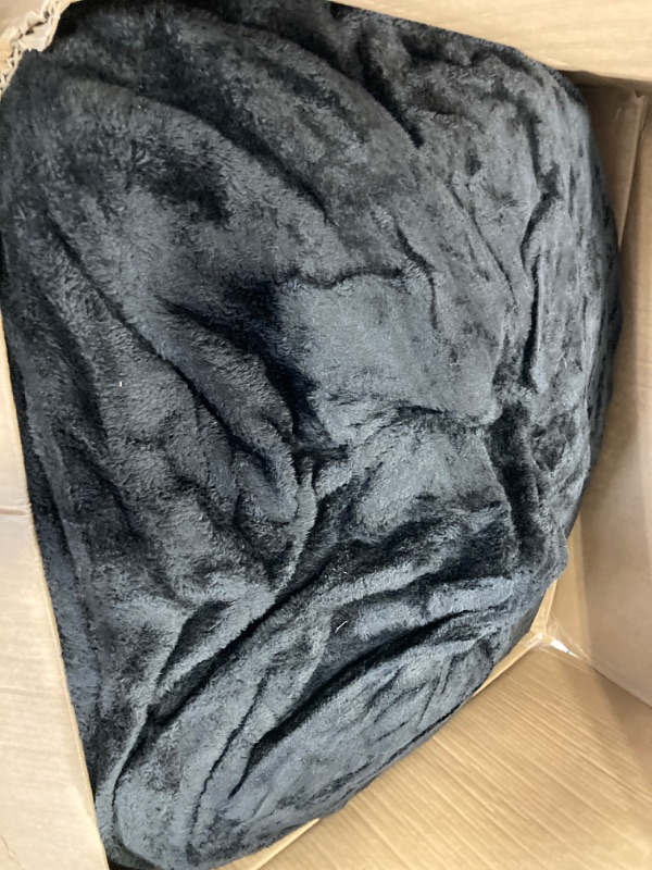 Photo 2 of [Sherpa Cover] Bean Bag Chair: 3 ft Bean Bag Chairs for Adults/Kids with Filling,Ultra Soft Faux Fur Fabric,Memory Foam Bean Bag with Filler Included - 3 Foot,Black 3 Foot Pure Black