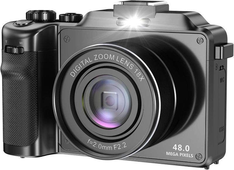 Photo 1 of ***USED** Cameras for Photography,4K Digital Camera 48MP WiFi Vlogging Camera for YouTube,Auto Focus Point and Shoot Camera,18X Zoom,Anti-Shake Video Camera,Travel Compact Camera for Beginners-Black