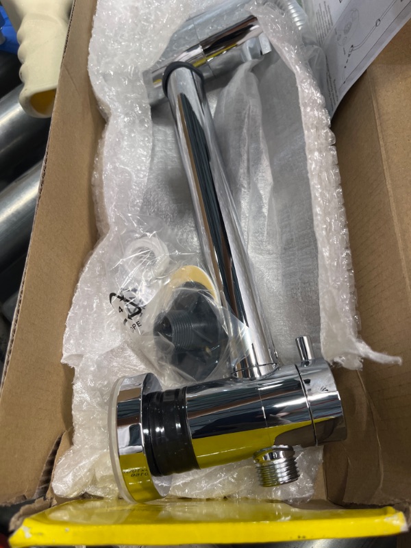 Photo 3 of UCLIMAA Rainfall Shower Head with Handheld Shower Spray, with 26" Drill Free Adjustable Height Slider Bar, High Pressure Dual Shower Head Combo, 3-Way Diverter for Easy Reach, 5Ft Hose - Chrome Finish