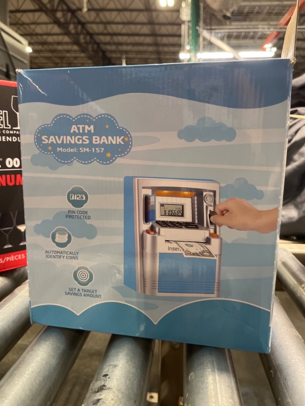 Photo 1 of 2022 Upgraded LED ATM Piggy Bank for Real Money for Kids with Debit Card, Coin Recognition, Bill Feeder, Balance Calculator, Digital Electronic Savings Safe Machine Box Silver/Blue