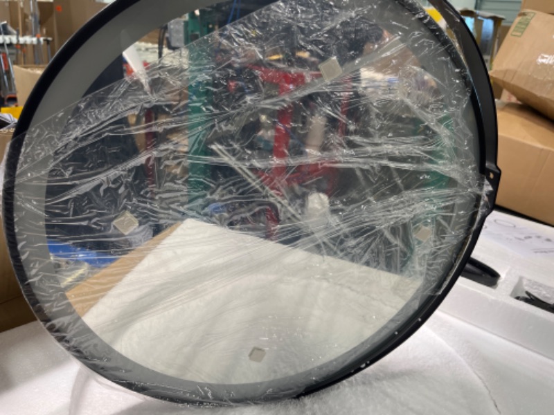 Photo 1 of 20" round black frame mirror with light