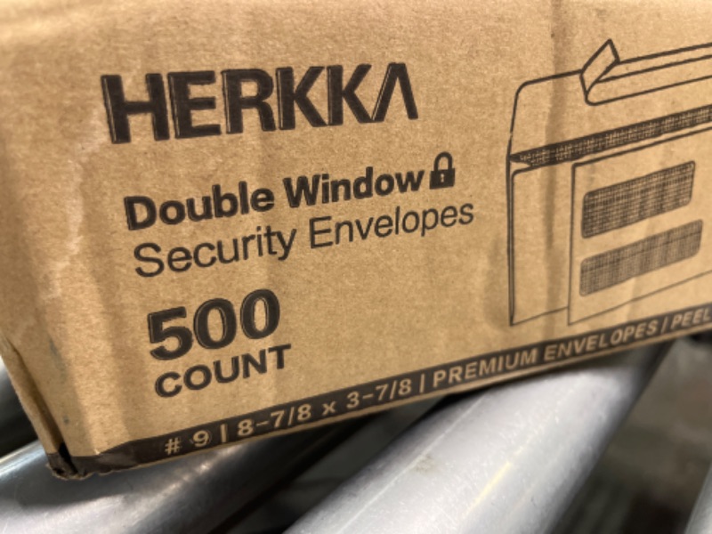 Photo 2 of ***WATER DAMADGE TO SOME ENVELOPES***
#9 Double Window Security Envelopes, HERKKA No.9 Double Window Business Envelopes Designed for Quickbooks Invoices and Business Statements - Number 9 Size 3 7/8 Inch X 8 7/8 Inch - 24 LB - 500 Pack Self Seal-Blue