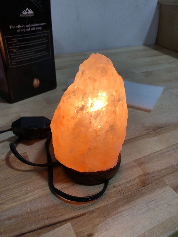 Photo 3 of Needs&Gifts Himalayan Salt Lamp with Natural Himalayan Crystal Rock, Hand Crafted Wooden Base from Foothills of The Himalayas, Home Decor, Night Light & Gifts 2-4LB