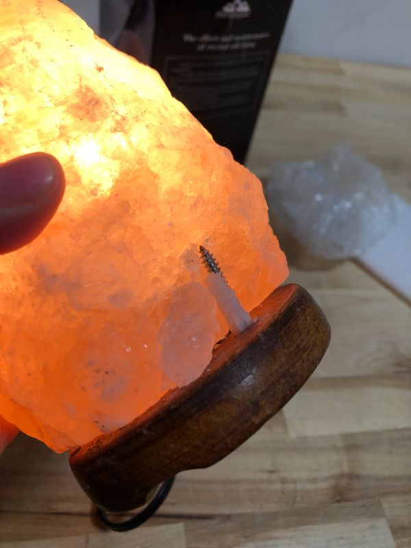 Photo 4 of Needs&Gifts Himalayan Salt Lamp with Natural Himalayan Crystal Rock, Hand Crafted Wooden Base from Foothills of The Himalayas, Home Decor, Night Light & Gifts 2-4LB