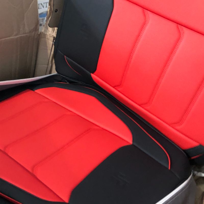 Photo 6 of Full Coverage Faux Leather Car Seat Covers Universal Fit for Most Cars,Trucks,Sedans and SUVs with Waterproof Leatherette in Automotive Seat Cover Accessories (Black and Red) Black and Red Full Set