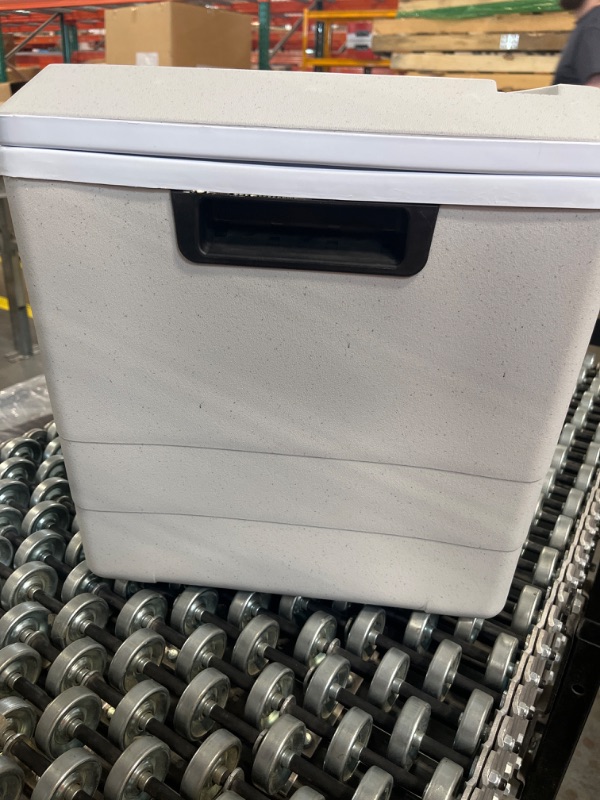 Photo 6 of **HAS A DENT ON THE FRONT AND THE SIDE ** Koolatron Electric Portable Cooler Plug in 12V Car Cooler/Warmer 36 qt (34 L), No Ice Thermo Electric portable Fridge for camping, Travel Road Trips Trucking with 12 Volt DC Power Cord, Gray/White.