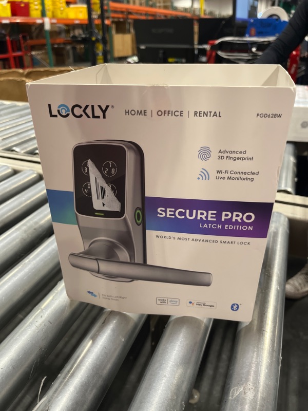 Photo 3 of ****USED** Lockly Secure Pro, Wi-Fi Smart Door Lock, Keyless Entry Door Lock, PIN Genie® Keypad, 3D Biometric Fingerprint Sensor, Voice Control, Auto Lock - Satin Nickel (PGD628WSN) - Latch Edition Satin Nickel Latch