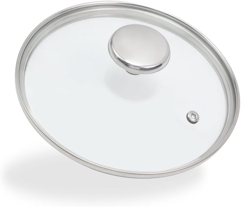 Photo 1 of 7 Inch Clear Glass Pot Lid for Frying Pan Replacement Cover Can Withstand 428°F (220?) with Stainless Steel Knobs,Round Knobs Polished Silver
