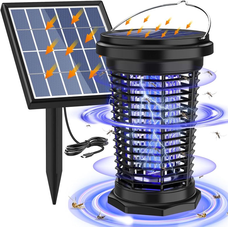 Photo 1 of ***FOR PARTS ONLY NO RETURNS AS IS***Solar Bug Zapper for Outdoor & Indoor, USB Rechargeable Mosquito Killer Lamp with UV Light, 4500V Electric Fly Traps, 5.5W Insect Zapper for Patio, Home, Backyard, Garden, Camping
