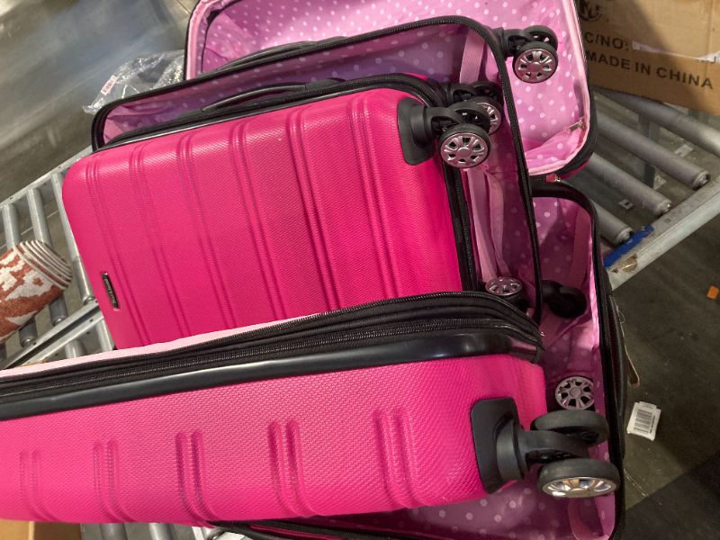 Photo 5 of ****USED*** NOT IN ORIGINAL PACKAGE**SET OF 3 * Rockland Melbourne Hardside Expandable Spinner Wheel Luggage, MAGENTA, 3 Piece (20"/24"/28")