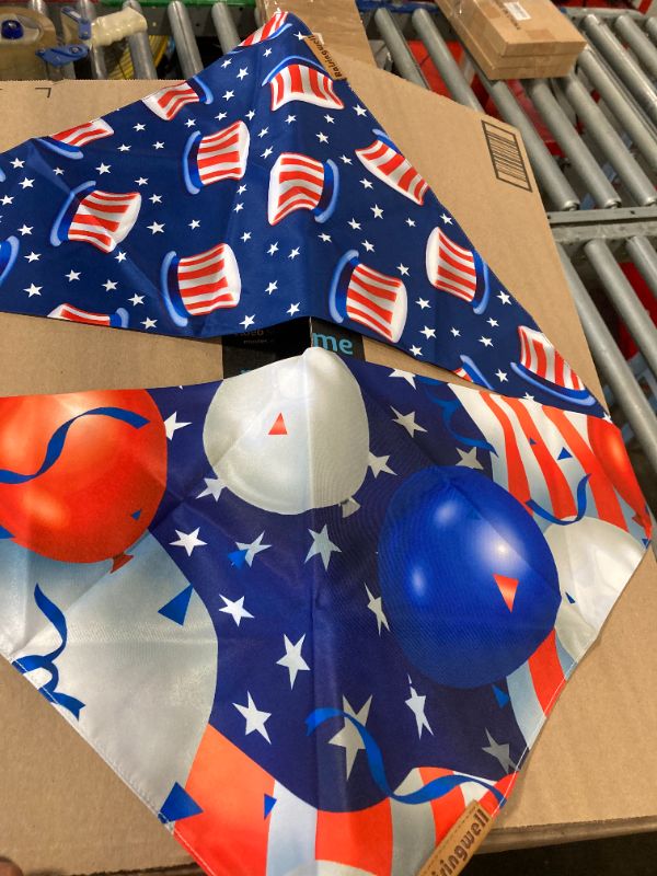 Photo 1 of ***USED**4th of July Dog Bandanas 2 Pack, 4 Pattern Reversible Holiday Bandana for Boy and Girl, Premium Durable Fabric, Summer Triangle Scarf for Medium to Extra Large Breed Dogs (Large) - 4th of July