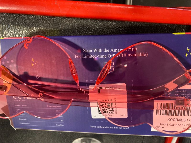 Photo 3 of ***USED**Gaiatop Heart Sunglasses for Women Candy Color Transparent Rimless Heart Glasses for Girls Cute Heart Shaped Sunglasses Heart Rose