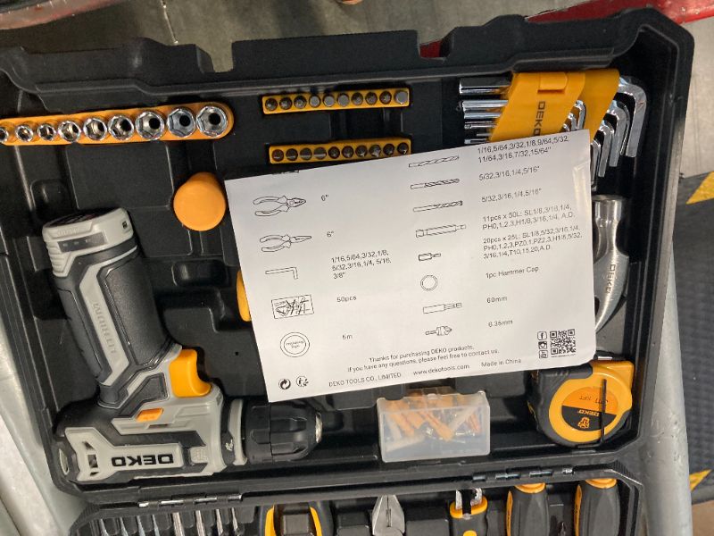 Photo 4 of ****USED***PARTS ONLY***SOLD AS IS NO RETURNS***ALL SALES ARE FINAL*** *The power drill does not work and want charged.**** Power Drill Tool Set Kit: DEKOPRO Cordless Drill Tool Box with 12V Battery Electric Drill Driver for Home Hand Repair Power Tools S