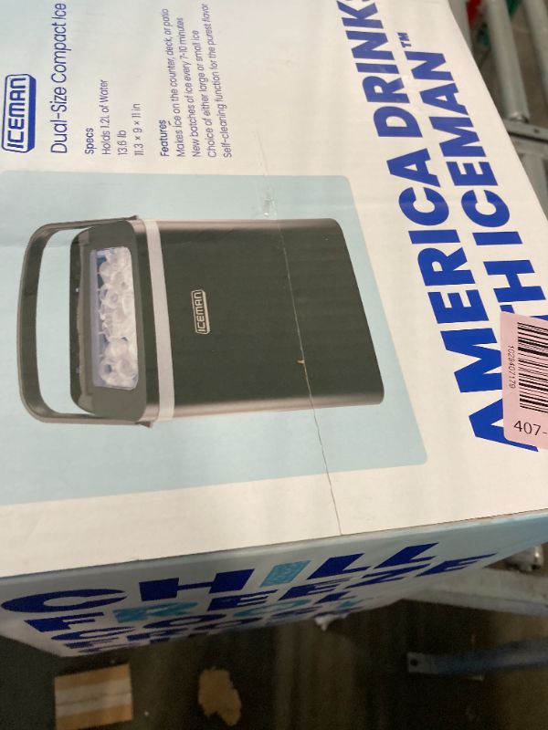 Photo 2 of ****USED**Iceman Dual-Size Ice Maker Countertop - Portable Ice Machine, Large and Small Ice Machine Maker with Self Cleaning, 9 Cubes in 7 Mins, 22lbs/24hrs, for Home, Kitchen, Office, Party, Ice Scoop Included Compact Bullet Ice Maker