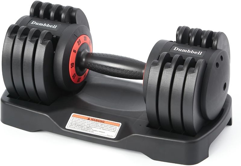 Photo 1 of Adjustable Dumbbell 25/55LB Single Dumbbell 5 Weight Options Dumbbell Anti-Slip Metal Handle