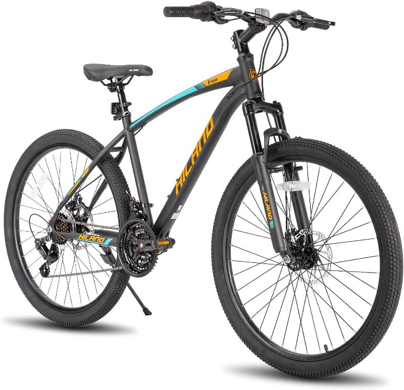 Photo 1 of ***stock photo is a similar item, not exact*** ***missing hardware*** HILAND Mens and Womens Mountain Bike, 26 Inch  Mountain Bicycle with Dual Disc Brake, Front Suspension Fork, High Carbon Steel Frame Urban Commuter Bike for Adults
