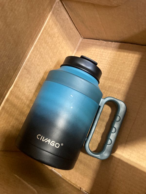 Photo 4 of ***USED**PACK OF 1 ONLY** * CIVAGO 50 oz Insulated Water Bottle Jug with Handle and Straw, Large Metal Sport Water Flask Canteen, Stainless Steel Tumbler Mug with Lid, Indigo Black, 1 Count (Pack of 1)