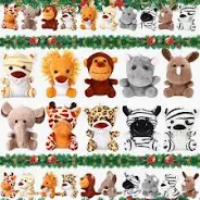 Photo 1 of 20 Pcs Mini Stuffed Forest Animals 4.8 Inch Cute Jungle Animal Plush Lion Tiger Elephant Giraffe Toys Set for Safari Animal Themed Party Kindergarten Fun Teacher Student Achievement Award, 10 Styles
