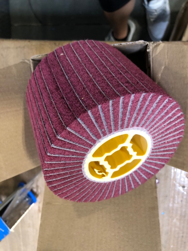 Photo 3 of 120 * 100 * 19mm Non-Woven Nylon Flap Brush Satin Drawing Polishing Deburring Drum Wheel for Stainless Steel (Color : LP-320CT