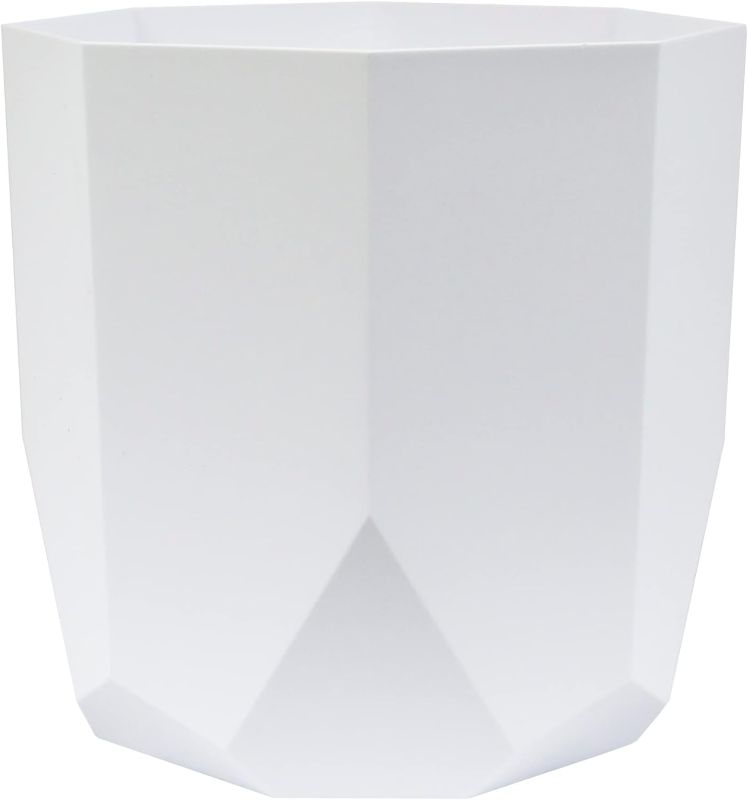 Photo 1 of Bloem Tuxton Modern Hexagon Small Planter: 10" - Casper White - Matte Finish, Durable Resin, Modern Design, Optional Drainage Holes, for Indoor and Outdoor Use, Gardening, 2.7 Gallon Capacity