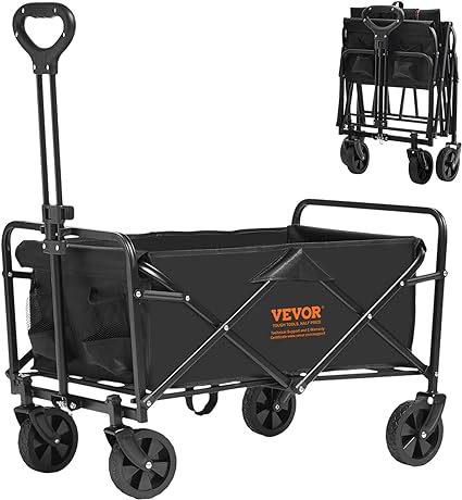 Photo 1 of VEVOR Collapsible Folding Wagon Cart, 220lbs Heavy Duty Wagons Carts Foldable with Wheels, Outdoor Portable Garden Cart Utility Wagon for Groceries Camping Sports with Large Capacity & Drink Holder