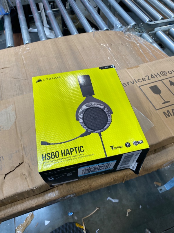 Photo 2 of Corsair HS60 Haptic Stereo Gaming Headset with Haptic Bass, Memory Foam Earcups, Removable Microphone, Windows Sonic Compatible, Discord-Certified for PC - Arctic Camo