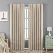 Photo 1 of Joydeco Blackout Linen Curtains 96 inches Long 100% Blackout Drapes 95 inch Length 2 Panels Set for Bedroom Living Room Darkening Curtain Thermal Insulated Backtab RodPocket(52x96inch Linen)