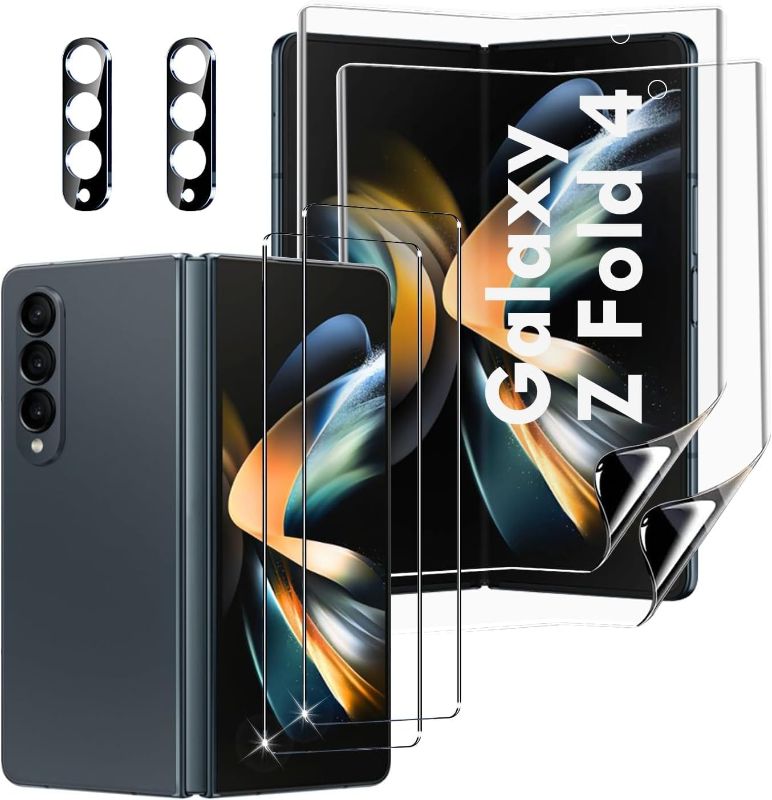 Photo 1 of [2Set 6PCS Galaxy Z Fold 4 5G Screen Protector, 2 Inner TPU Films + 2 Outer Tempered Glass + 2 Camera Lens Protecters, High Clarity, Anti-Shatter, for Samsung Galaxy Z Fold 4 5G