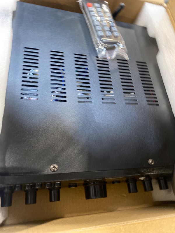 Photo 1 of Pyle 200W Audio Stereo Receiver - Wireless Bluetooth Power Amplifier Home Entertainment System w/ AUX in, USB Port, 2 Karaoke Microphone Input, Remote -PDA5BU.0, Black