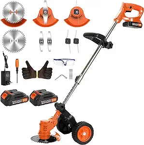 Photo 1 of **MISSING KEY PARTS*** Electric  Wacker,21V Electric Weed Trimmer Cordless with 3 Types Blades and 2 Pcs Battery, Lightweight 3 in 1 Brush Cutter/Edger Lawn Tool for Garden and Yard