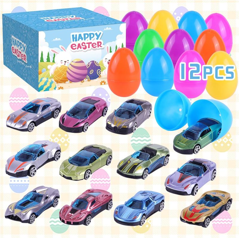 Photo 1 of *** MISSING PARTS***
12 Packs Pre-Filled Easter Eggs with Cars for Kids Easter Basket Stuffers Easter Egg Hunt Easter Goodie Bag Fillers Classroom Prize and Party Favors Easter Car Toys for Boys
