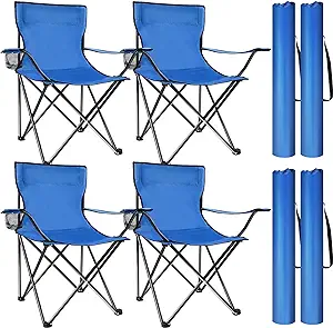 Photo 1 of 2 Pack Folding Camping Chairs with Carrying Bag Lawn Chairs Camp Chair Beach Chair Portable Folding Camping Chairs Lightweight Foldable Sports Chair(Blue, 19.7 x 19.7 x 31.5 Inch)