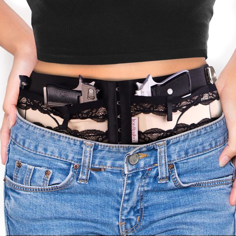 Photo 1 of Belly Band Gun Holster for Concealed Carry, Elastic Breathable Waist Holster for Pistols -Fit for Glock 19, PT-22, 22 Caliber, 380 &Similar Guns, Comfortable Women's Edition
