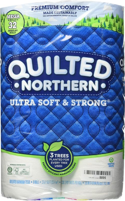 Photo 1 of 1 pack of 8 rolls
Quilted Northern Ultra Soft & Strong Toilet Paper with Paper Packaging, 8 = 32