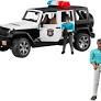 Photo 1 of Bruder Toys - Emergency Jeep Wrangler Unlimited Rubicon Police Vehicle, Light Skintoned Policeman, Light & 4 Sounds w/Bworld Realistic Medium Skin Tone Man w/White Jeans, Moveable Limbs - Ages 4
