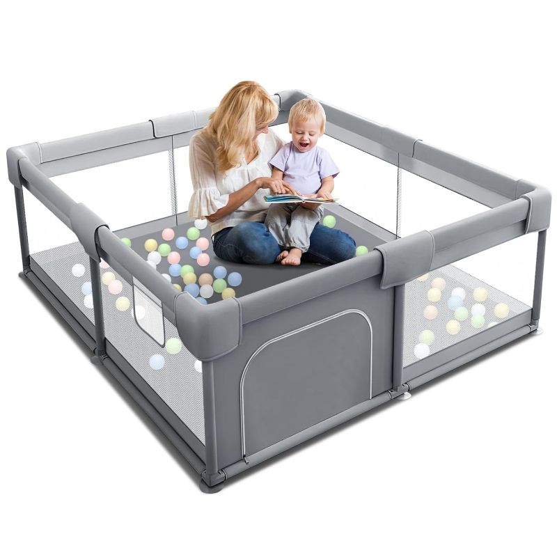 Photo 1 of Baby PlayPens for Babies and Toddlers, 50 x 50 inch Baby Fence Playards, Safe & Sturdy Play Yard with Gate for Indoor & Outdoor