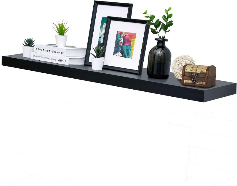 Photo 1 of 2" Thickness Mission Floating Wall Shelf, 59 7/8" Length, Black