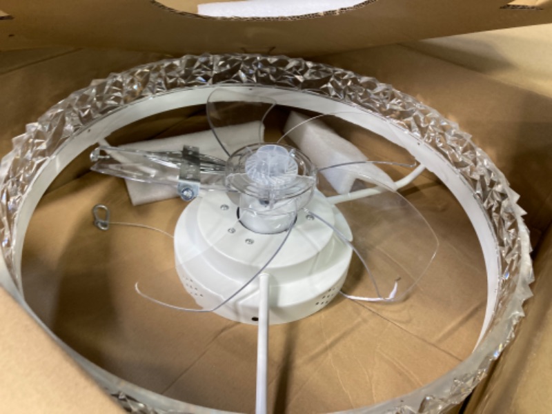 Photo 1 of ***FOR PARTS ONLY NO RETURNS***LEDIARY 20" Modern Ceiling Fans with Lights and Remote, Dimmable Low Profile Ceiling Fan, Flush Mount Bladeless Ceiling Fan, Stepless Color Temperature Change and 6 Speeds - White