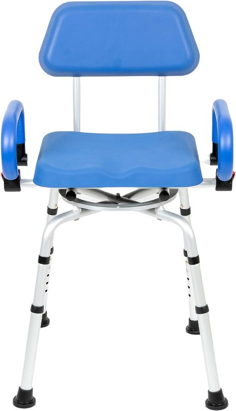 Photo 1 of  Swivel Pivoting Shower Chair for Bathtub and Shower with Padded Seat, Back and Arms, and Adjustable Height , Blue
