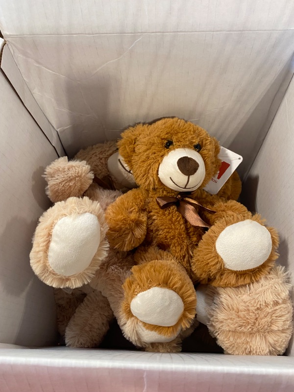 Photo 1 of DOLDOA Bulk Teddy Bears Stuffed Animal 8 Packs, Small Stuffed Teddy Bear Plush 14'', Cuddly Soft Stuffed Animals Bulk for Girls, Boys, Kids, Baby Shower, Birthday (Light Brown/Darkbrown Light Brown & Dark Brown (8 Packs)