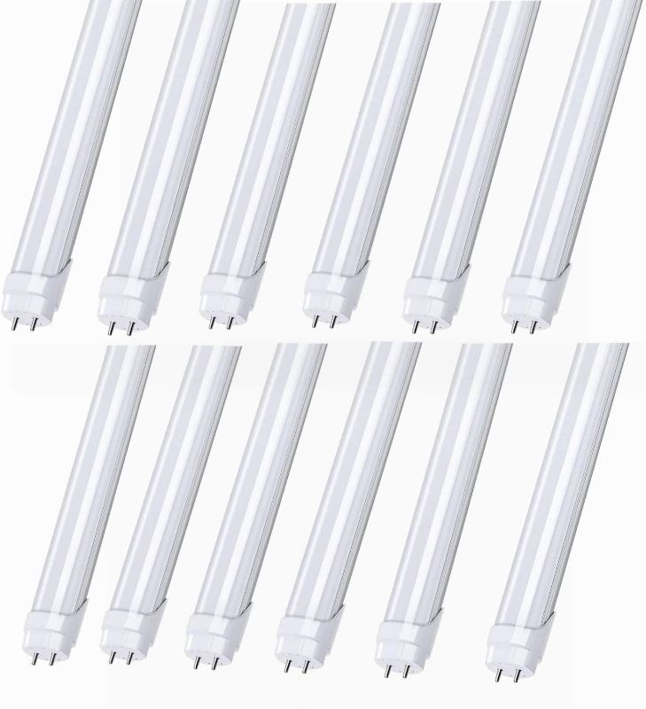 Photo 1 of 4FT T8 LED Light Tube,25W (60W Equivalent), 5000K,Medium Bi-Pin G13 Base,Frosted Cover, Fluorescent Tube Replacement,Double-End Powered4 PACK 
