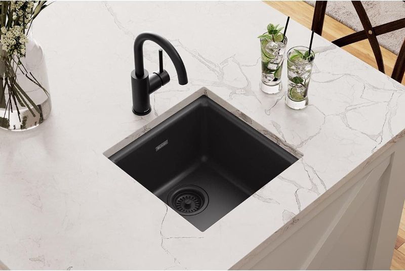 Photo 1 of Elkay Quartz Classic ELG1616BK0 Black Single Bowl Dual Mount Bar Sink
