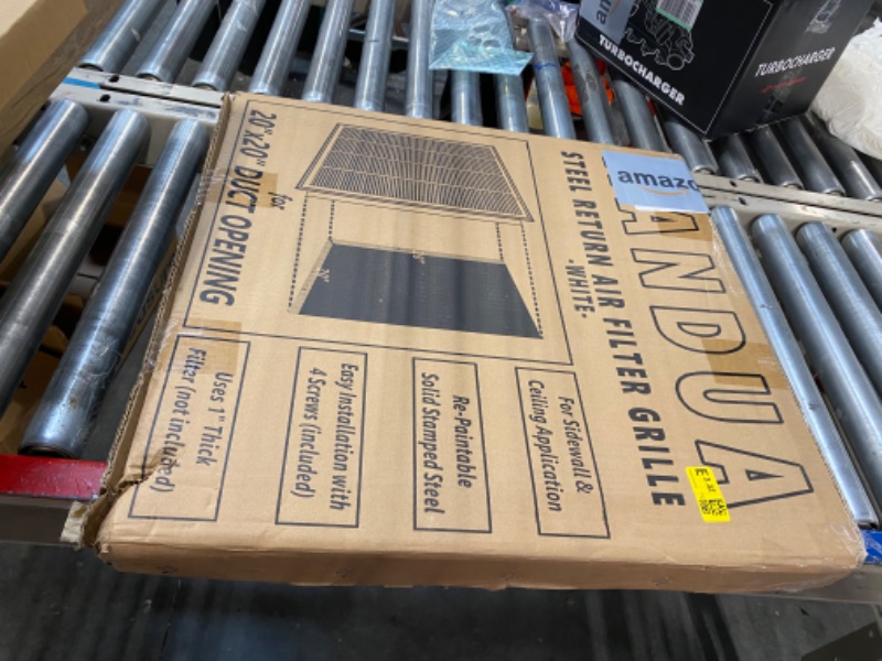 Photo 2 of 20"W x 20"H [Duct Opening Measurements] Steel Return Air Filter Grille [Removable Door] for 1-inch Filters | Vent Cover Grill, White | Outer Dimensions: 22 5/8"W X 22 5/8"H for 20x20 Duct Opening Duct Opening style: 20 Inchx20 Inch