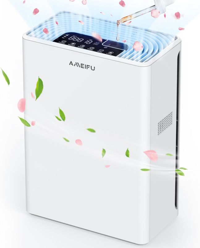 Photo 1 of Air Purifiers for Home Large Room up to 1840sq.ft, 2024 Upgraded H13 True Hepa Air Purifiers for Home, Pets Hair, Dander, Smoke, Pollen, 3 Fan Speeds, Aromatherapy Function