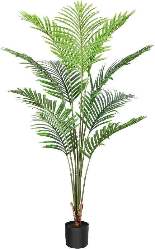 Photo 1 of  Artificial Areca Palm Tree 5 Feet Fake Tropical Palm Tree,Perfect Faux Dypsis Lutescens Plants in Pot for Indoor Outdoor Home Office Garden Modern Decoration Housewarming Gift