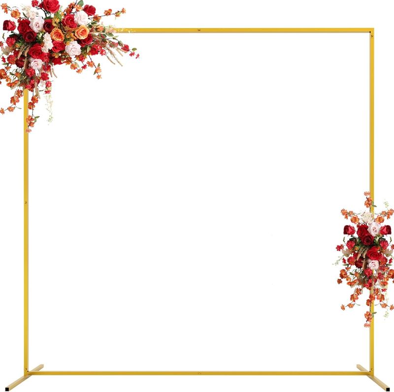 Photo 1 of Asee'm 6.6FTx6.6FT Gold Wedding Arch Backdrop Stand Square Metal Rectangular Arch Frame for Ceremony Party Birthday Bridal Baby Shower Anniversary Arbor Balloon Decoration
